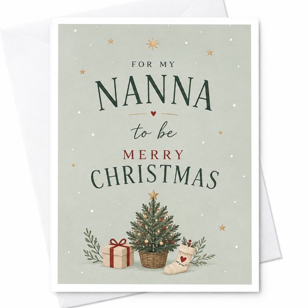 For My Nanna To Be Merry Christmas Card Cute Christmas Card For Grandma Holiday Greeting Card Festive Xmas Card C7108