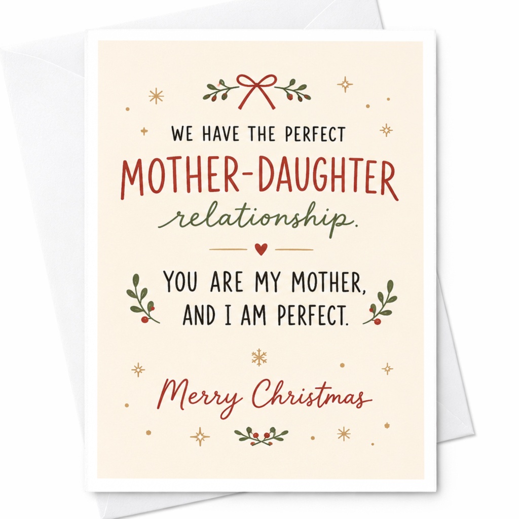 We Have The Perfect Mother-Daughter Relationship Christmas Card Funny Holiday Card For Mom From Daughter Cute Xmas Card C7109