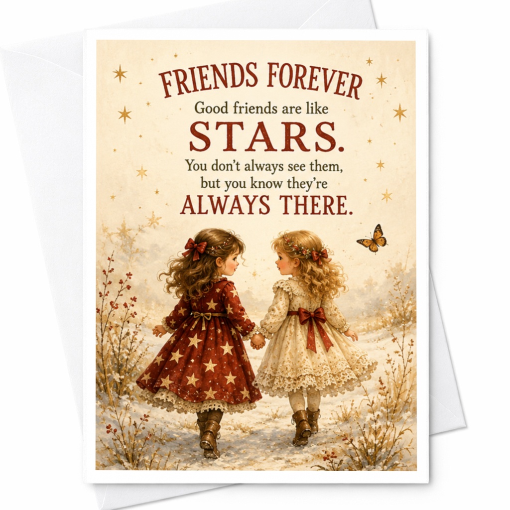 Friends Forever Good Friends Are Like Stars Friendship Card Cute Illustration For Best Friend Always There Sentimental Card C7111