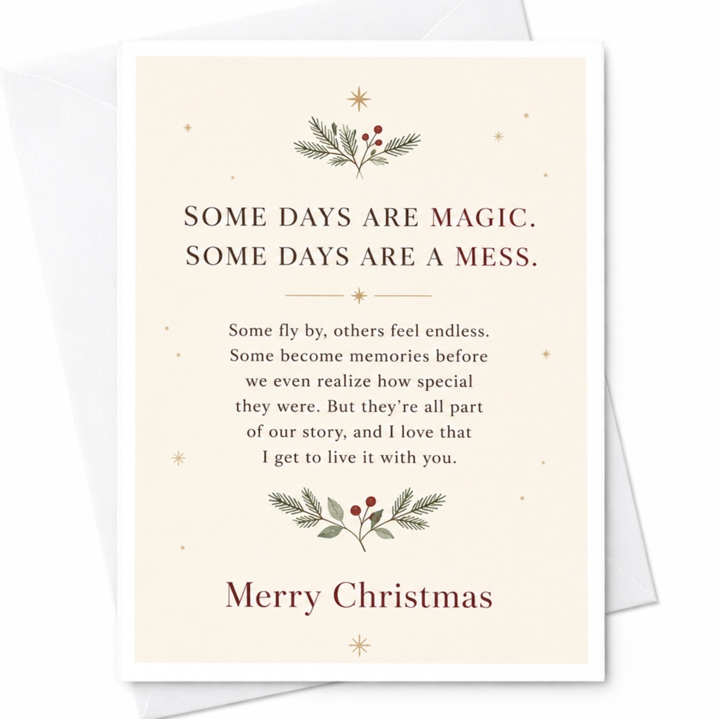 Some Days Are Magic. Some Days Are A Mess. Merry Christmas Card Festive Holiday Greeting For Family Friends Cute C7119