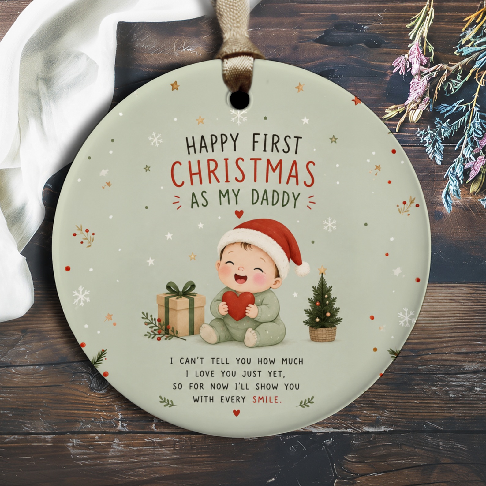 Happy First Christmas As My Daddy Ornament Cute Baby Christmas Ornament New Dad Gift Holiday Decor Keepsake O2793