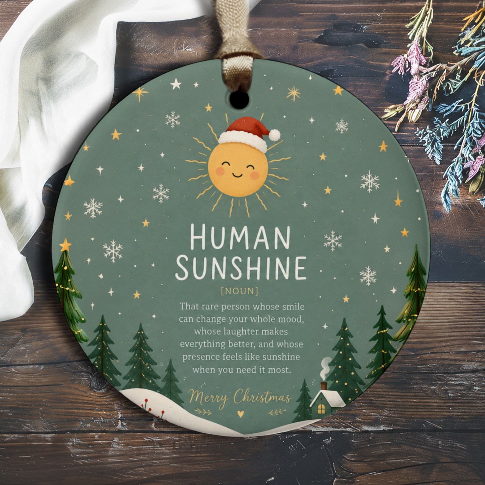 Human Sunshine Christmas Ornament Cute Sun Santa Hat Holiday Decor Merry Christmas Gift Winter Decoration O2797