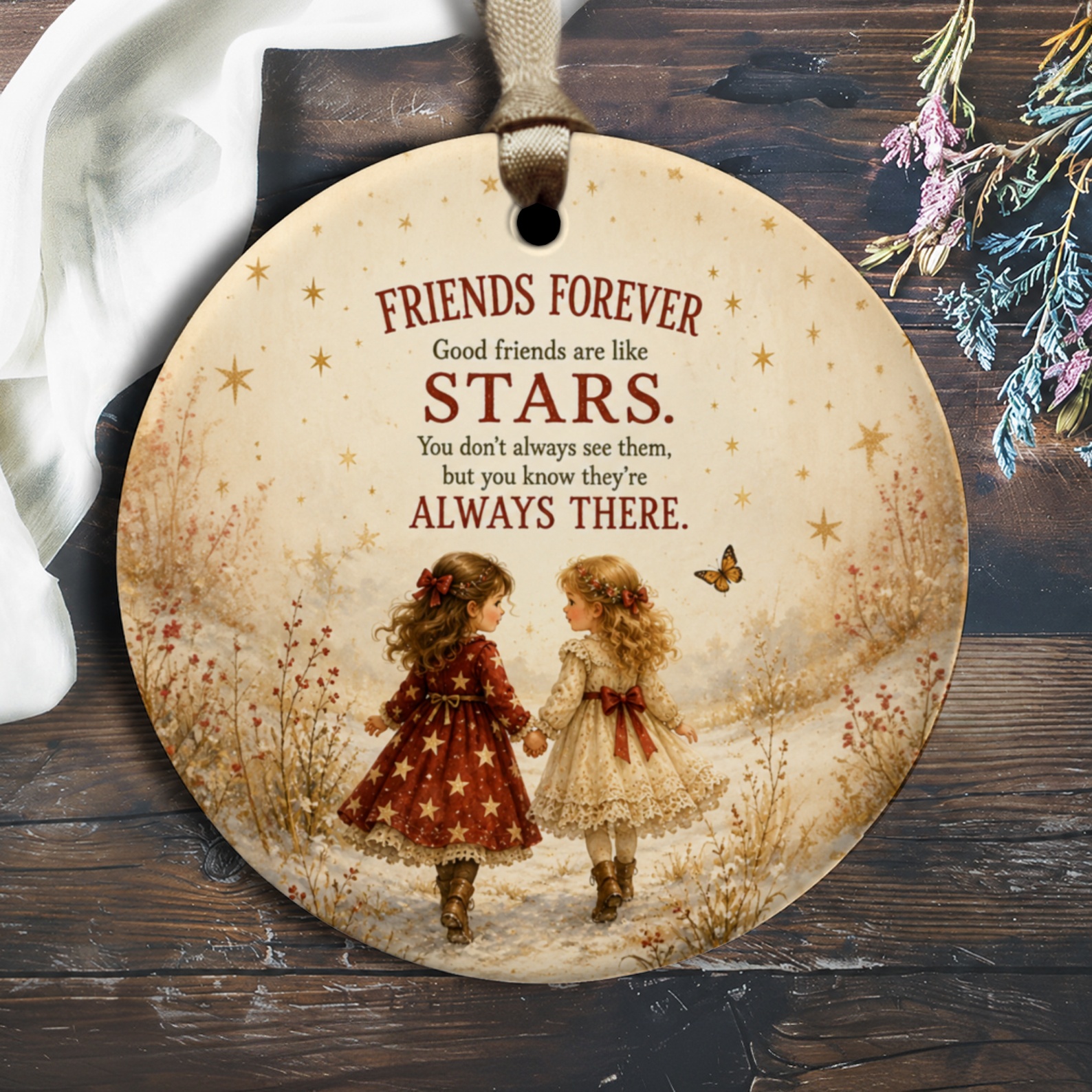 Friends Forever Stars Friendship Ornament Cute Girls Holding Hands Gift For Best Friend Keepsake Decoration O2806