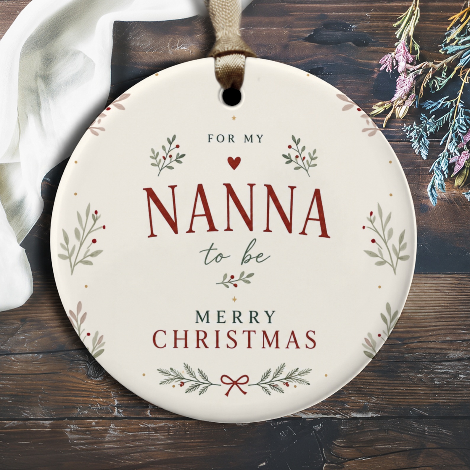 For My Nanna To Be Merry Christmas Ornament Floral Holiday Decoration Gift For Grandma To Be Festive Keepsake O2809