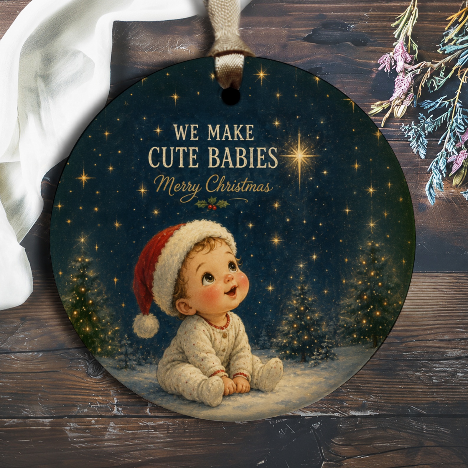 We Make Cute Babies Merry Christmas Ornament Baby's First Christmas Cute Holiday Decor New Parents Gift Keepsake O2812
