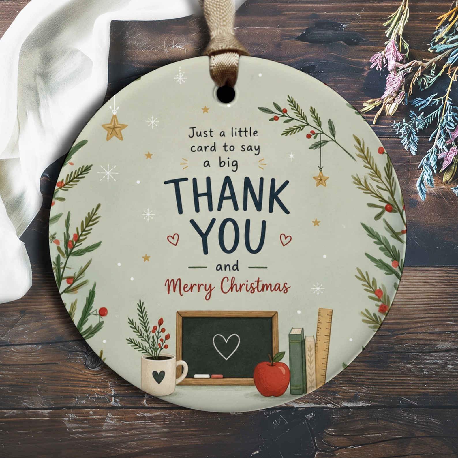 Just A Little Card To Say A Big Thank You And Merry Christmas Ornament Holiday Decor Teacher Gift Festive Home Decoration O2834