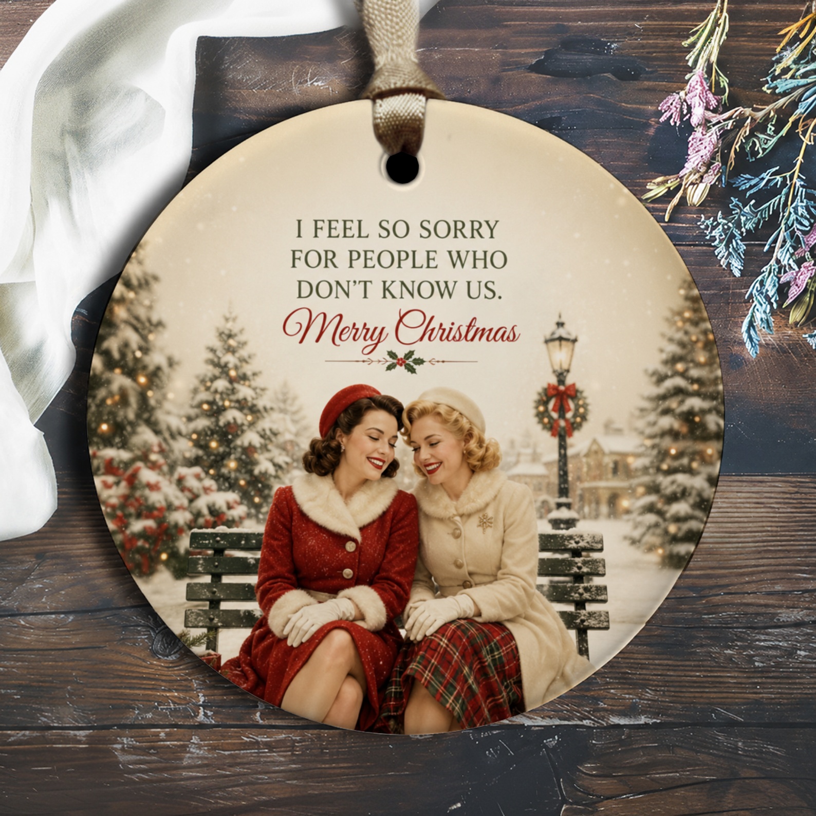 I Feel So Sorry For People Who Don't Know Us. Merry Christmas Ornament Vintage Holiday Decor Retro Christmas Tree Decoration O2782