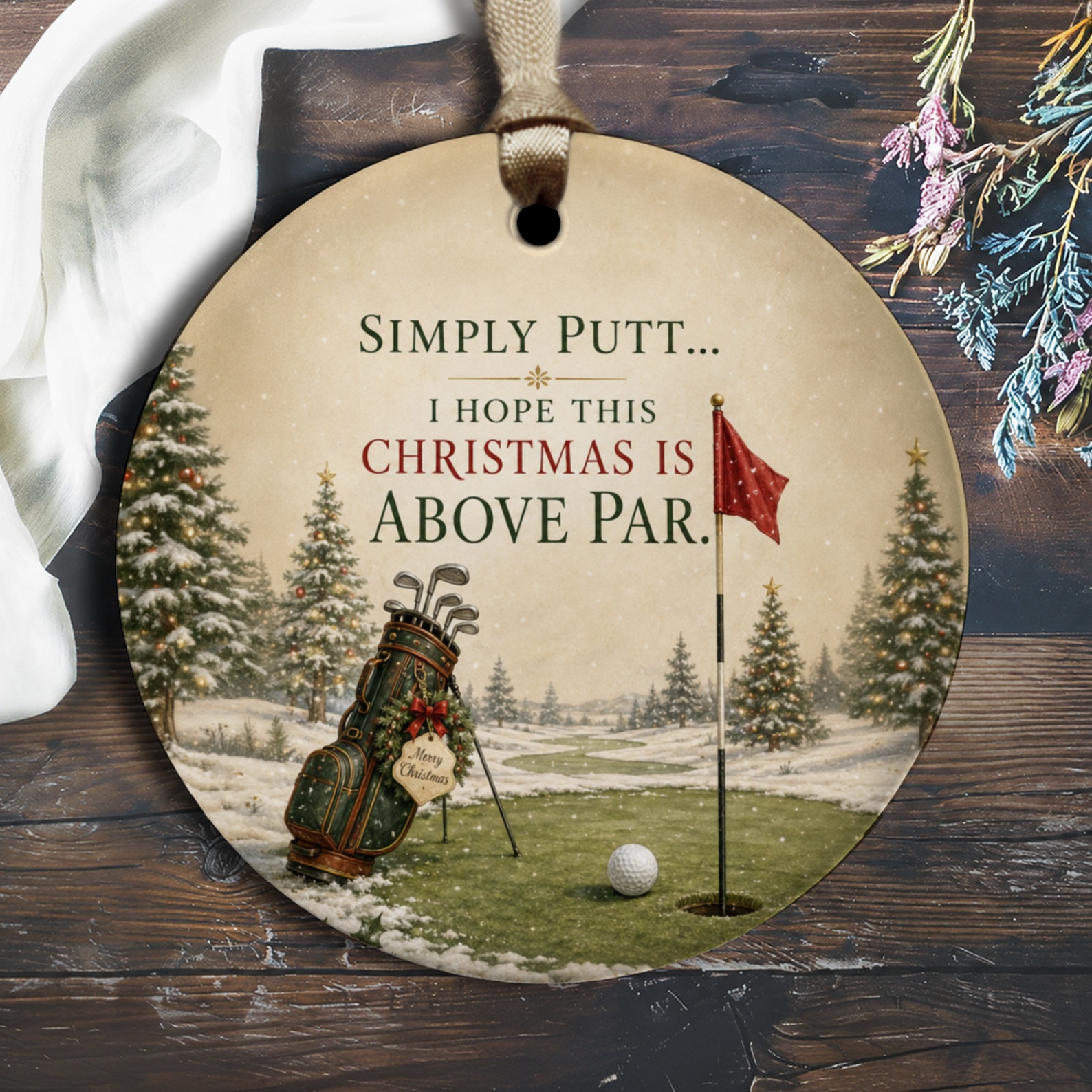 Simply Putt... I Hope This Christmas Is Above Par Golf Christmas Ornament Funny Holiday Decor Gift For Golfer Tree Decoration O2784