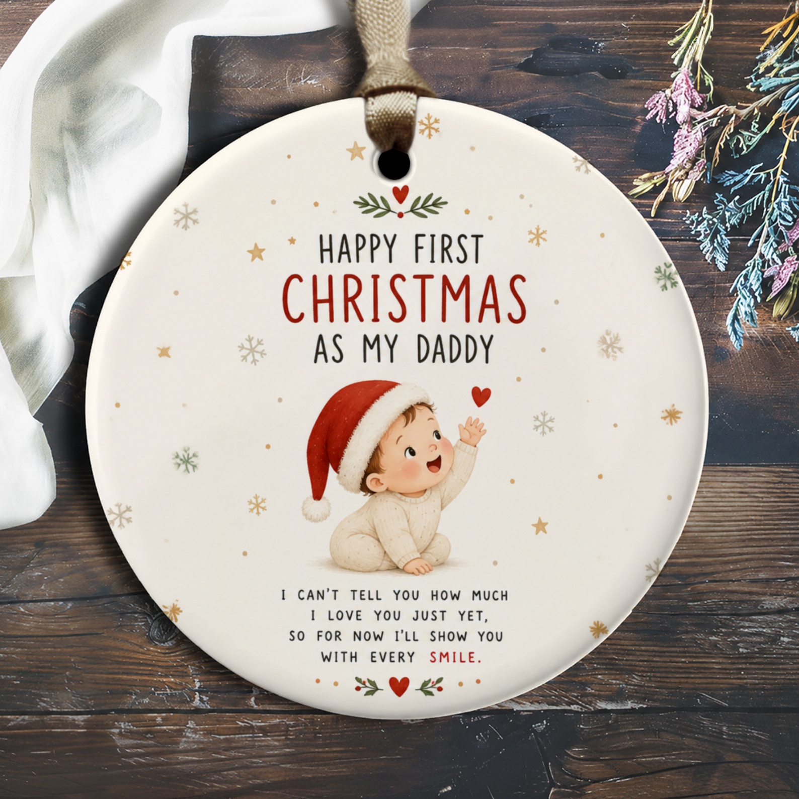 Happy First Christmas As My Daddy Ornament Baby's First Christmas Gift Cute Holiday Decor For Dad New Parent Keepsake O2794