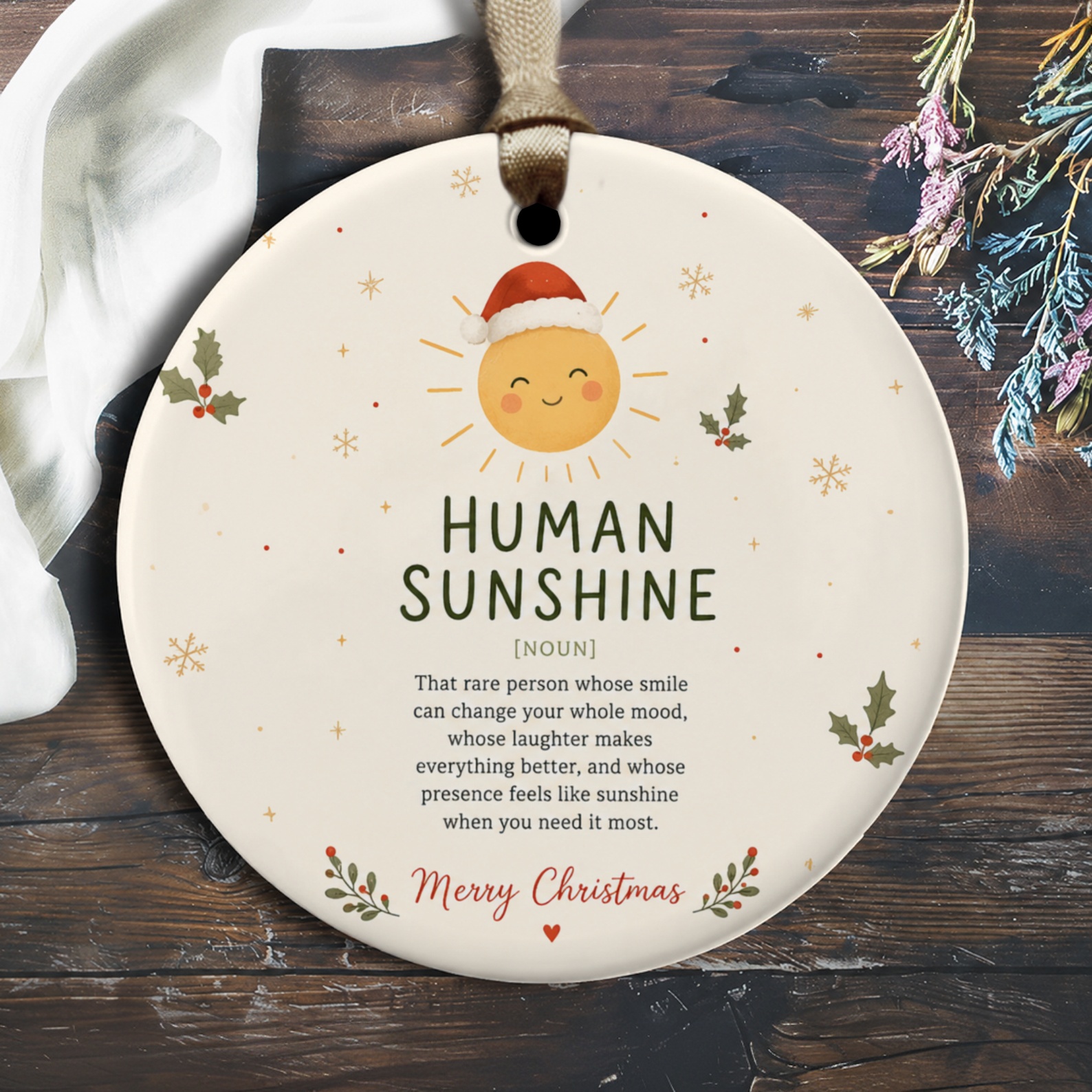 Human Sunshine Merry Christmas Ornament Cute Holiday Decor Gift For Loved Ones Festive Home Decoration Cheerful Xmas Ornament O2798