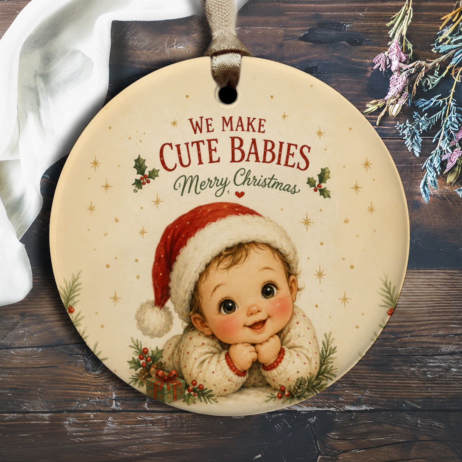 We Make Cute Babies Merry Christmas Ornament Baby In Santa Hat Holiday Decor Cute Family Christmas Ornament O2813