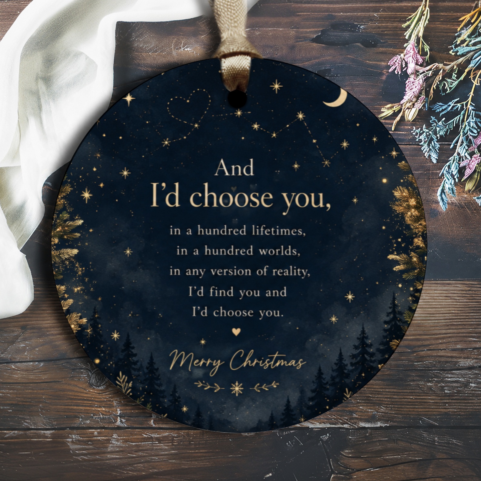 And I'd Choose You Merry Christmas Ornament Romantic Starry Night Constellation Holiday Decor Gift For Couple O2819