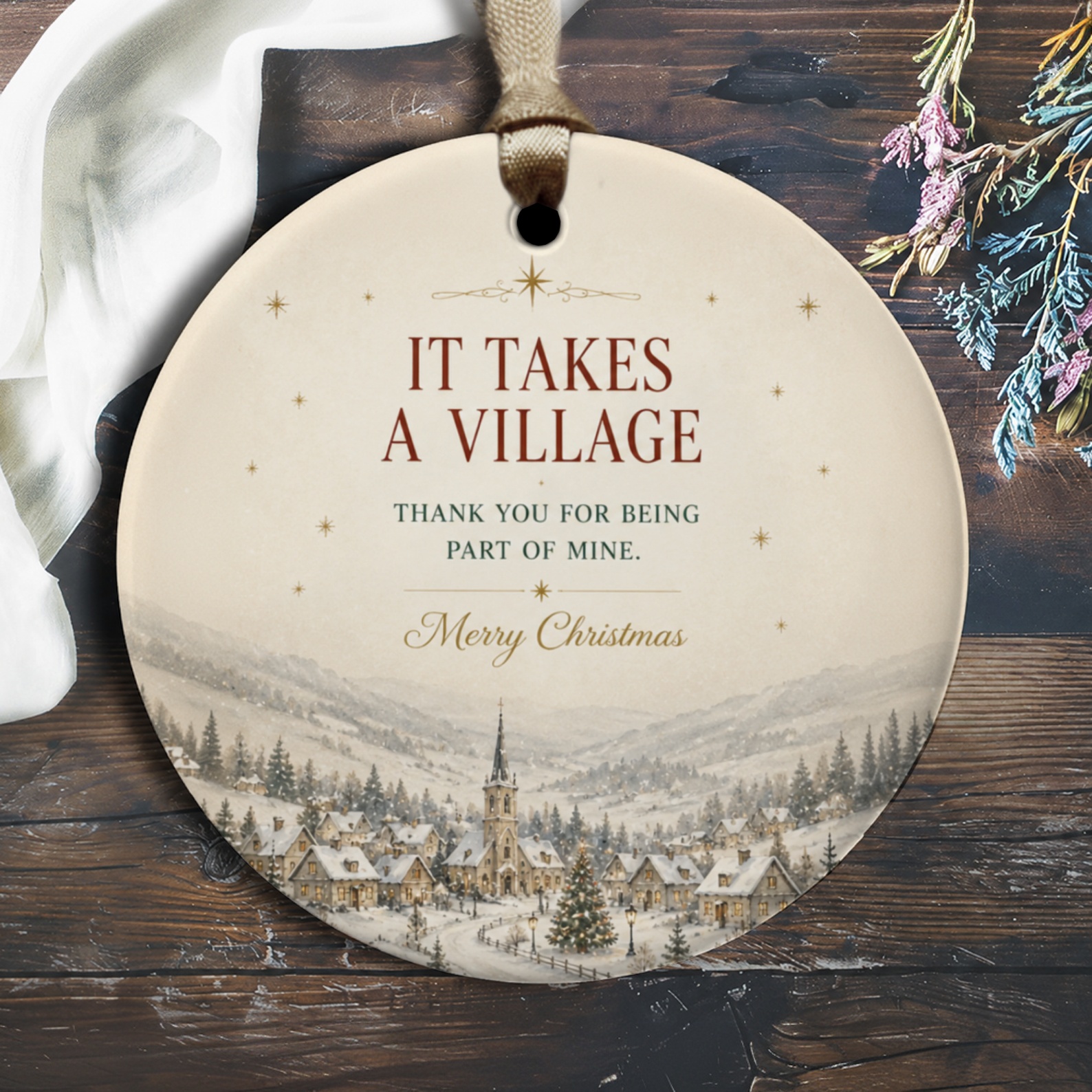 It Takes A Village Christmas Ornament Thank You For Being Part Of Mine Merry Christmas Village Scene Holiday Decor O2843