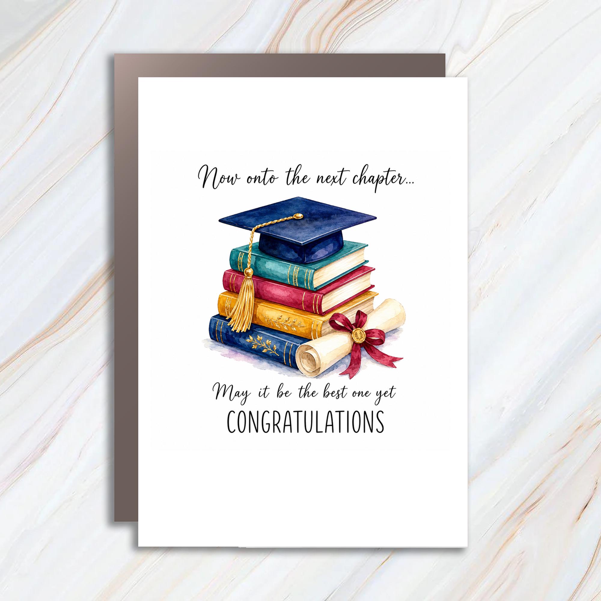 Now Onto The Next Chapter... May It Be The Best One Yet Congratulations Graduation Card For Graduate Inspirational Congrats C1752