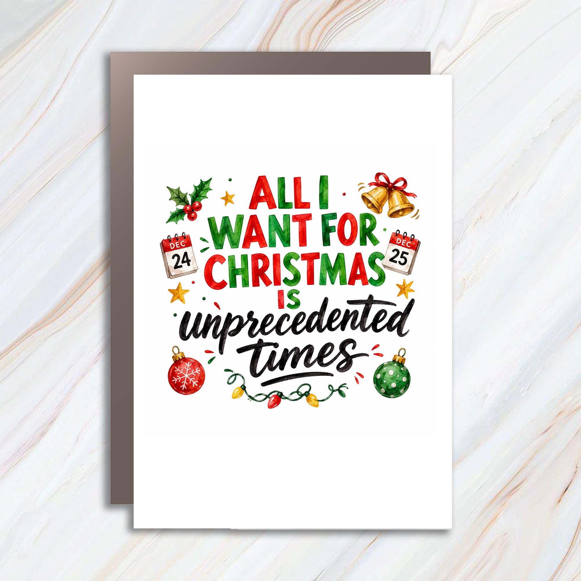 All I Want For Christmas Is Unprecedented Times Funny Christmas Card Holiday Greeting Card For Friend Family Xmas Card C1759