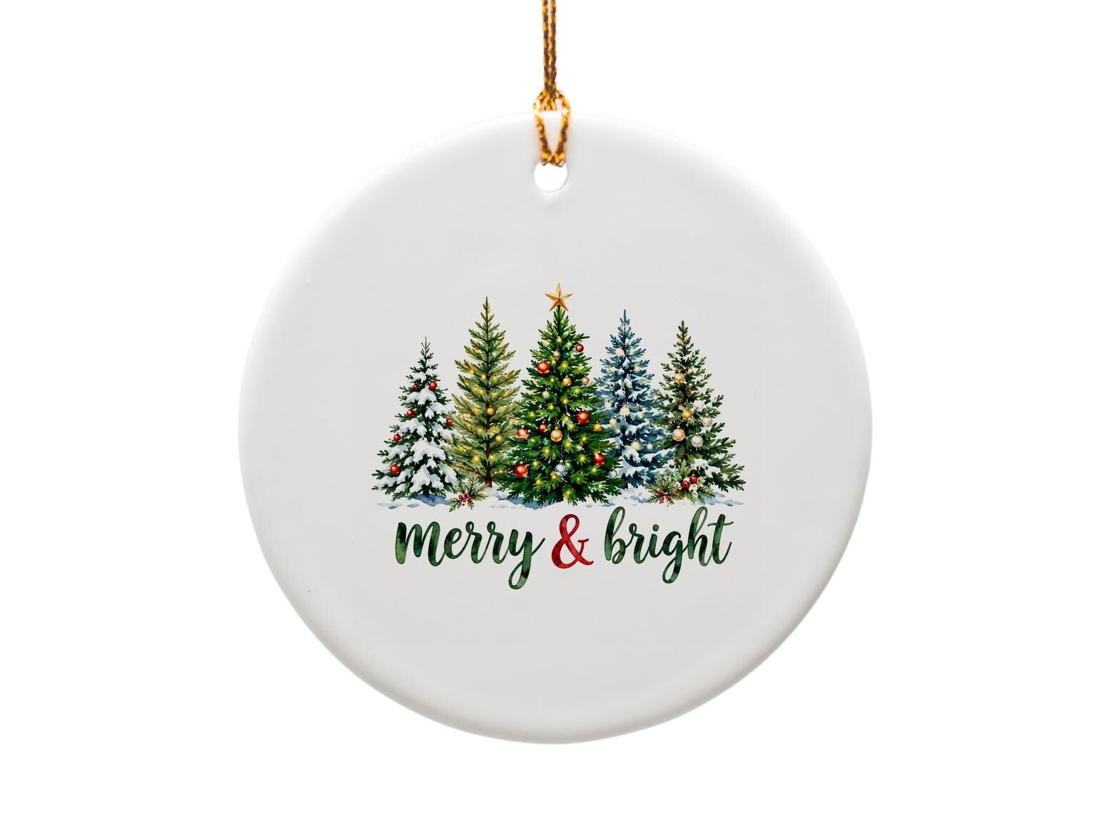 Merry & Bright Christmas Ornament Festive Holiday Decor Tree Decoration Winter Wonderland Gift Idea O1775