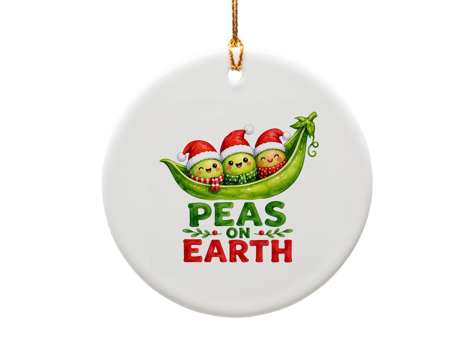Peas On Earth Christmas Ornament Cute Peas In Santa Hats Holiday Decor Festive Tree Decoration Funny Gift Idea O1773