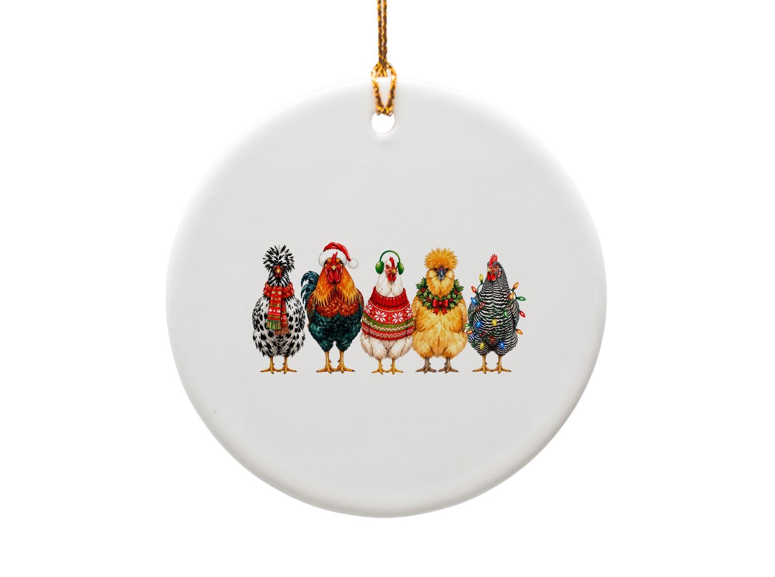 Festive Chicken Christmas Ornament Funny Holiday Decor Farm Animal Lovers Cute Winter Decoration Gift O1774