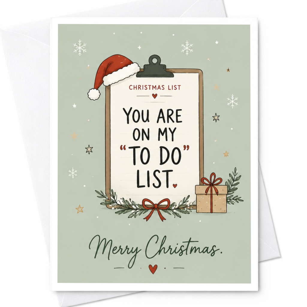 You Are On My "to Do" List Merry Christmas Funny Christmas Card For Partner Cute Holiday Greeting Card With Santa Hat Gift C7186