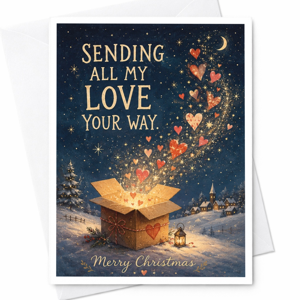 Sending All My Love Your Way Merry Christmas Card Festive Holiday Greeting Card For Loved Ones Cute Winter Scene C7198
