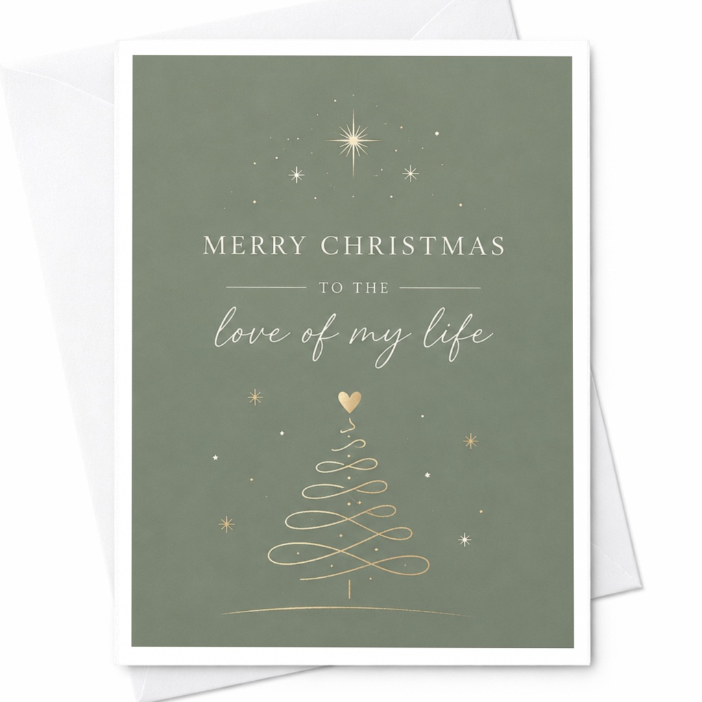 Merry Christmas To The Love Of My Life Romantic Christmas Card For Partner Elegant Holiday Card For Husband Wife Couple C7200