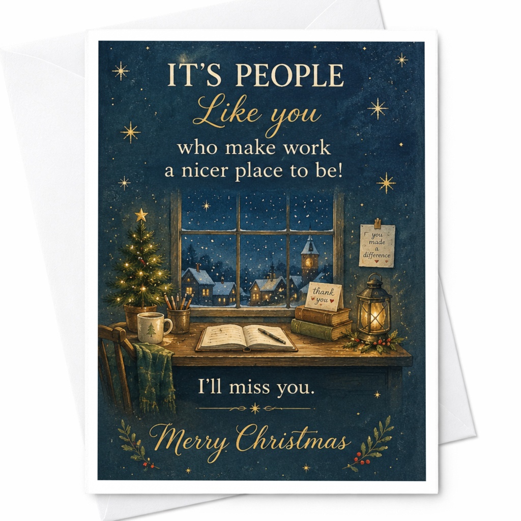 It's People Like You Who Make Work A Nicer Place To Be! Christmas Card I'll Miss You Holiday Greeting Card For Coworker C7206