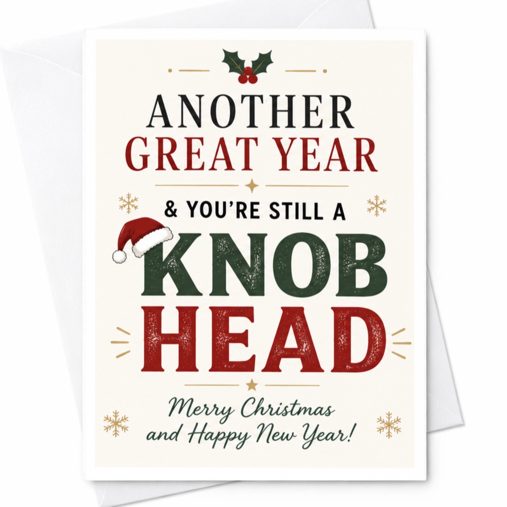 Another Great Year & You're Still A Knob Head Merry Christmas Card Funny Holiday Greeting For Friend Xmas Card C7213