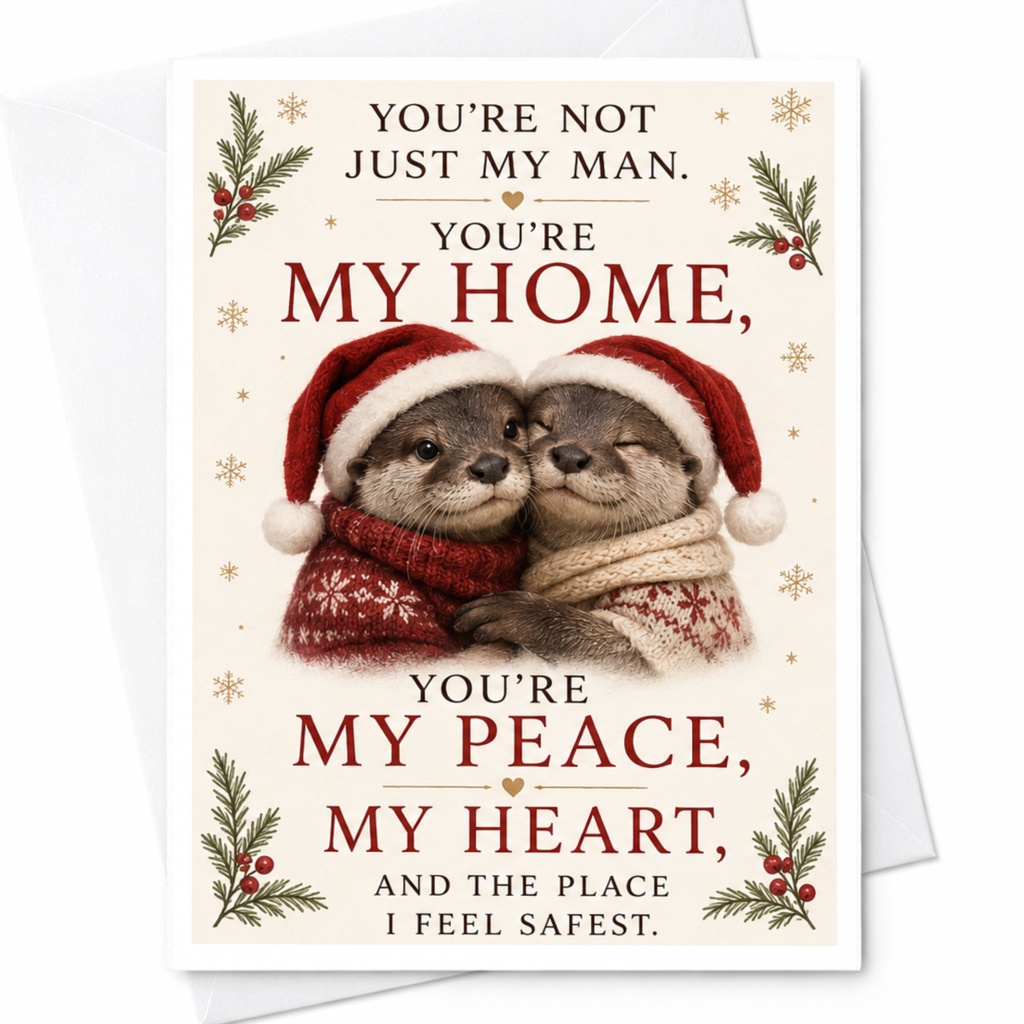 You're Not Just My Man. You're My Home, You're My Peace, My Heart, And The Place I Feel Safest. Christmas Card For Husband Romanti C7215