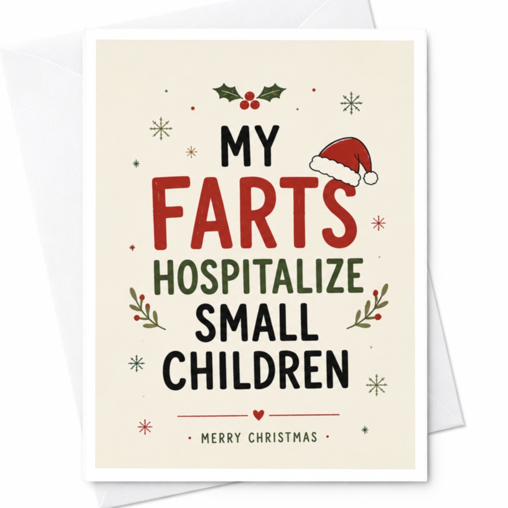 My Farts Hospitalize Small Children Merry Christmas Funny Christmas Card Holiday Greeting Card For Friends Family C7223