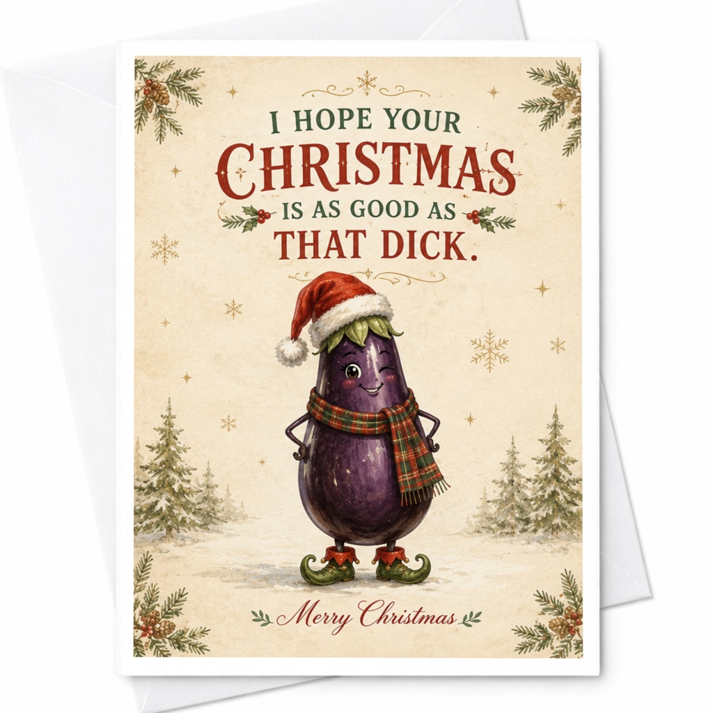 I Hope Your Christmas Is As Good As That Dick. Merry Christmas Funny Christmas Card Holiday Greeting Card For Friends C7241