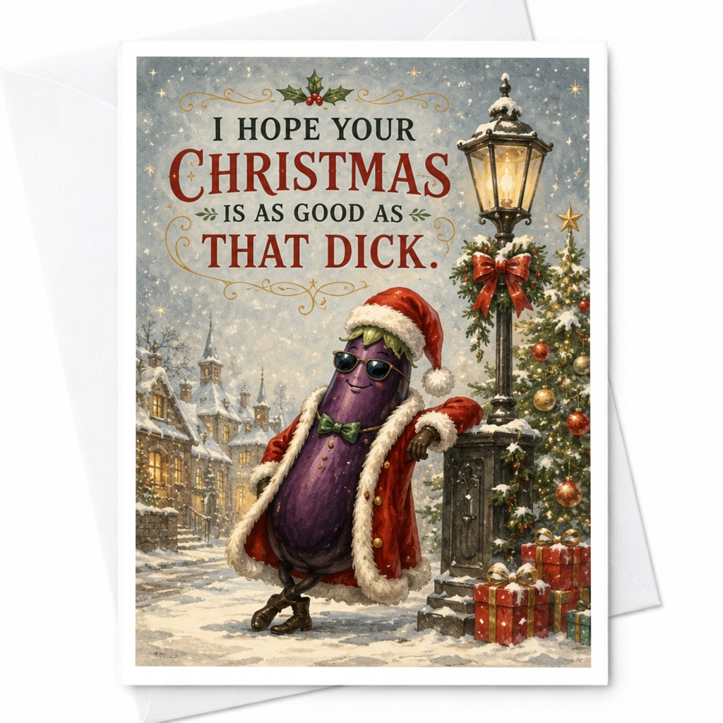 I Hope Your Christmas Is As Good As That Dick. Funny Christmas Card Holiday Greeting Card For Friends Naughty Xmas Card C7242