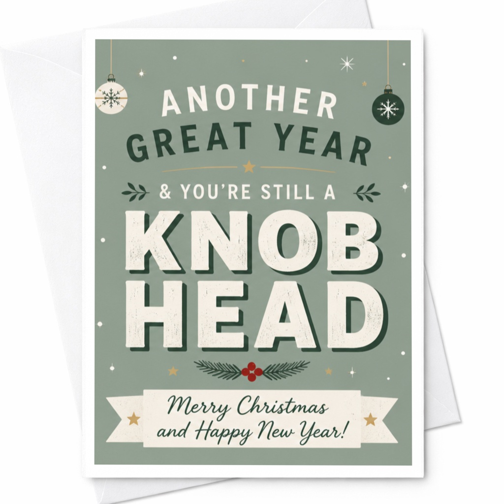 Another Great Year & You're Still A Knob Head Merry Christmas Card Funny Holiday Greeting For Friend Xmas Card C7214