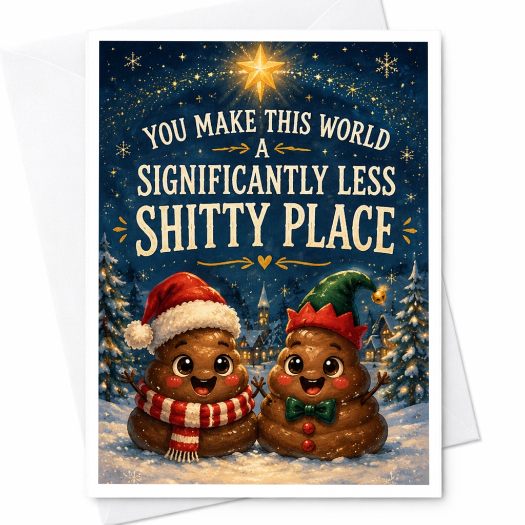 You Make This World A Significantly Less Shitty Place Funny Christmas Card Cute Holiday Greeting Card For Friend C7222