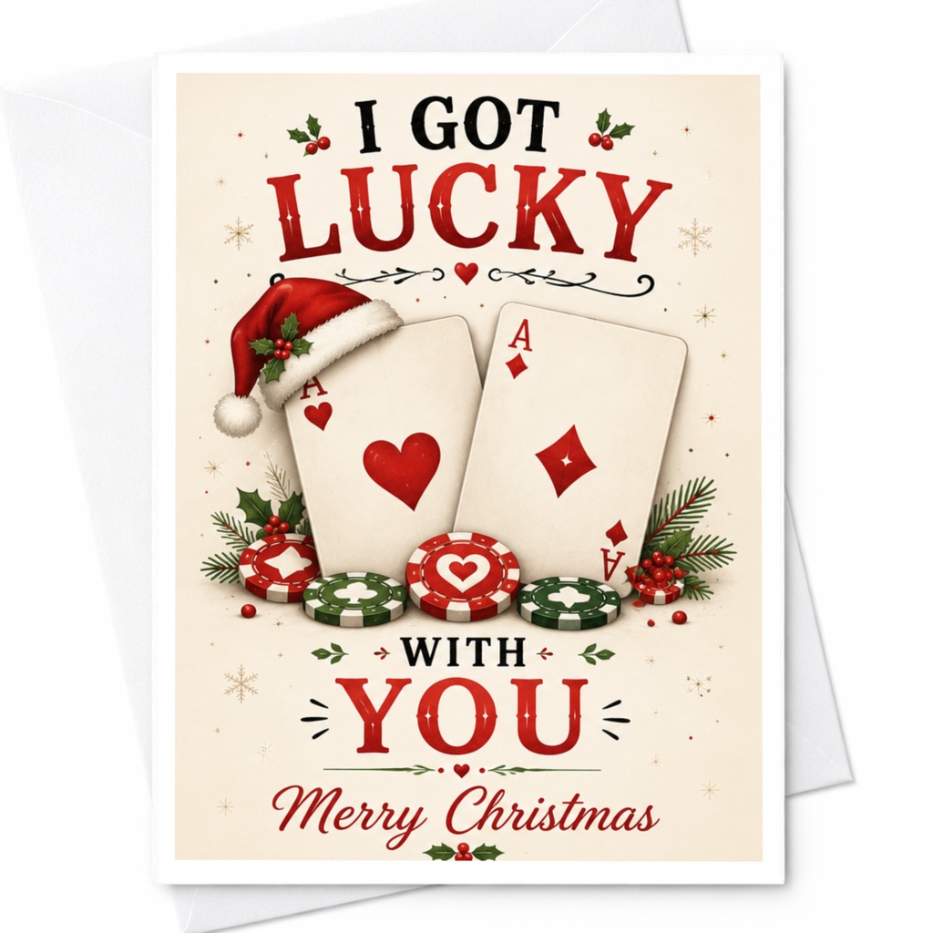 I Got Lucky With You Merry Christmas Card Festive Holiday Greeting Card For Partner Romantic Xmas Card Cute Couple C7239
