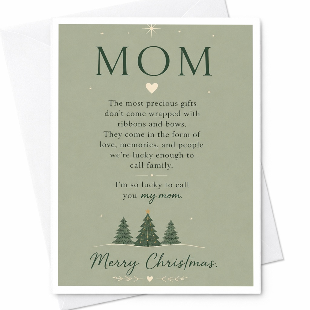 Mom The Most Precious Gifts Christmas Card For Mom Sentimental Holiday Greeting Card From Daughter Son Family C7244