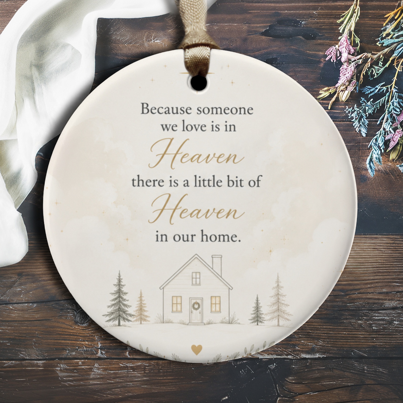 Because Someone We Love Is In Heaven Memorial Ornament Remembrance Keepsake Home Decor Sympathy Gift Comforting Tribute O2905