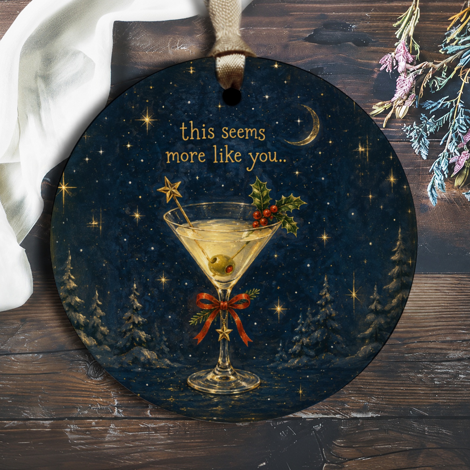 This Seems More Like You Christmas Ornament Martini Glass Holiday Decor Festive Tree Decoration Winter Celebration Gift O2866