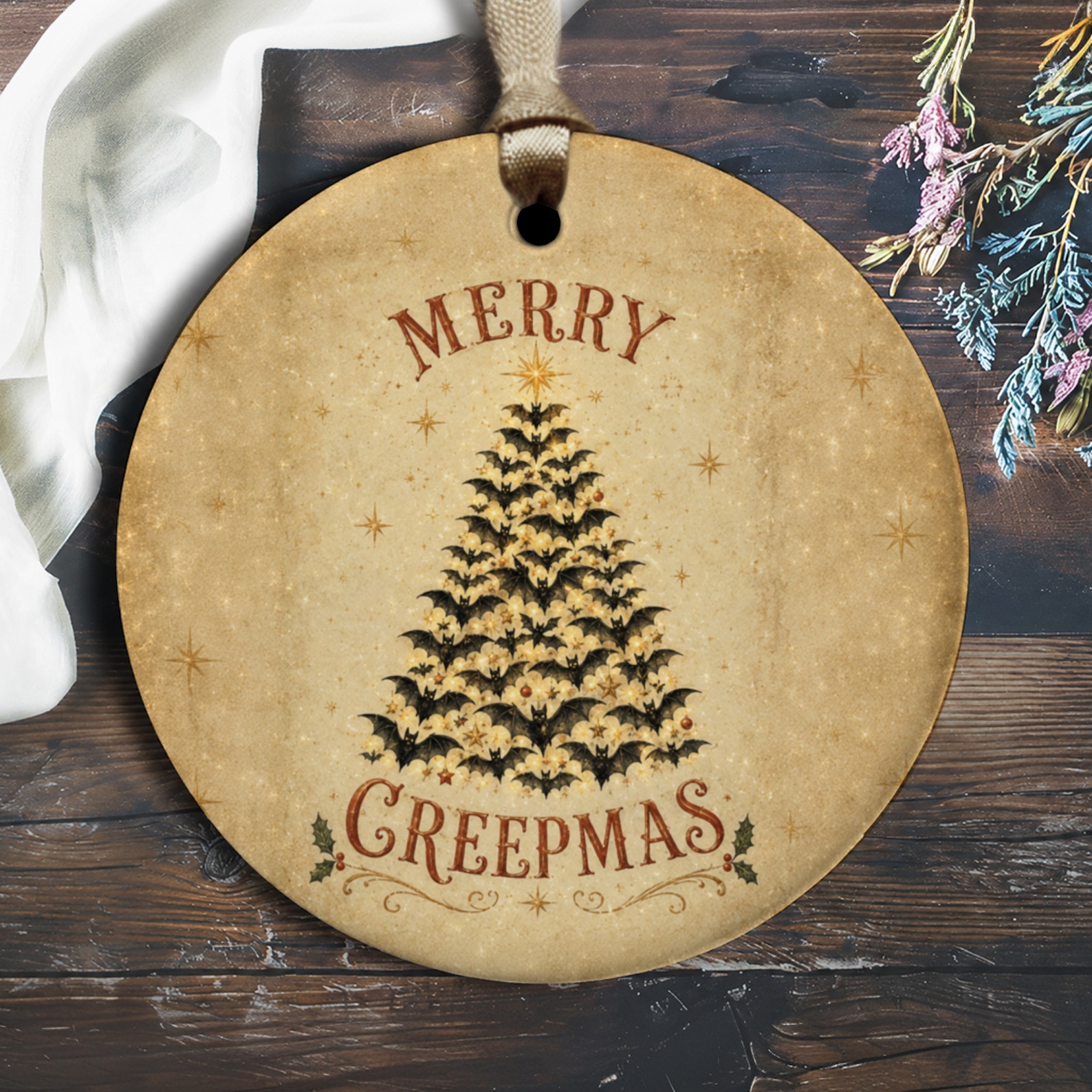 Merry Creepmas Halloween Christmas Ornament Gothic Holiday Decor Spooky Tree Decoration Unique Gift For Horror Lovers O2882