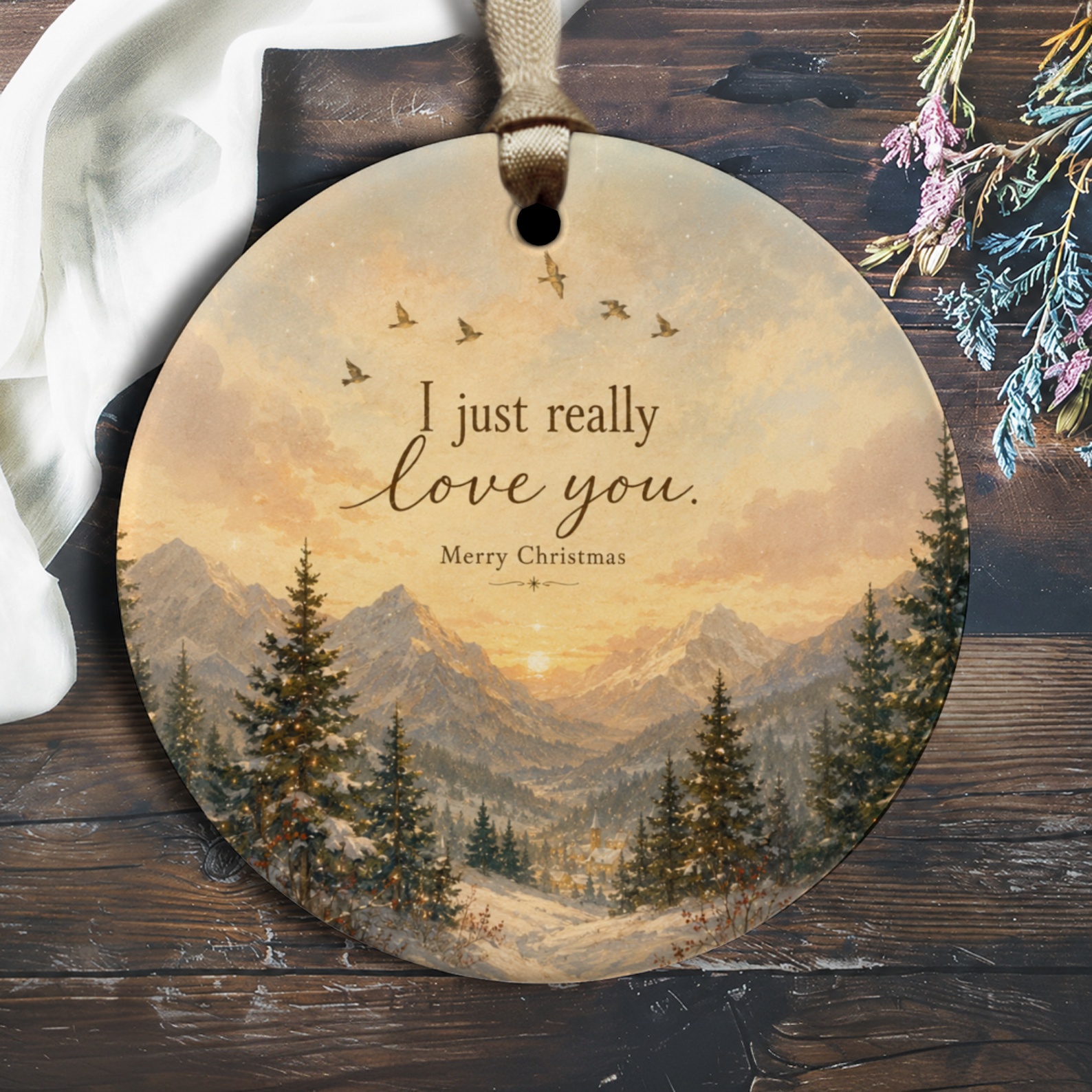 I Just Really Love You Merry Christmas Ornament Winter Landscape Holiday Decor Romantic Gift For Her Him Couple O2945