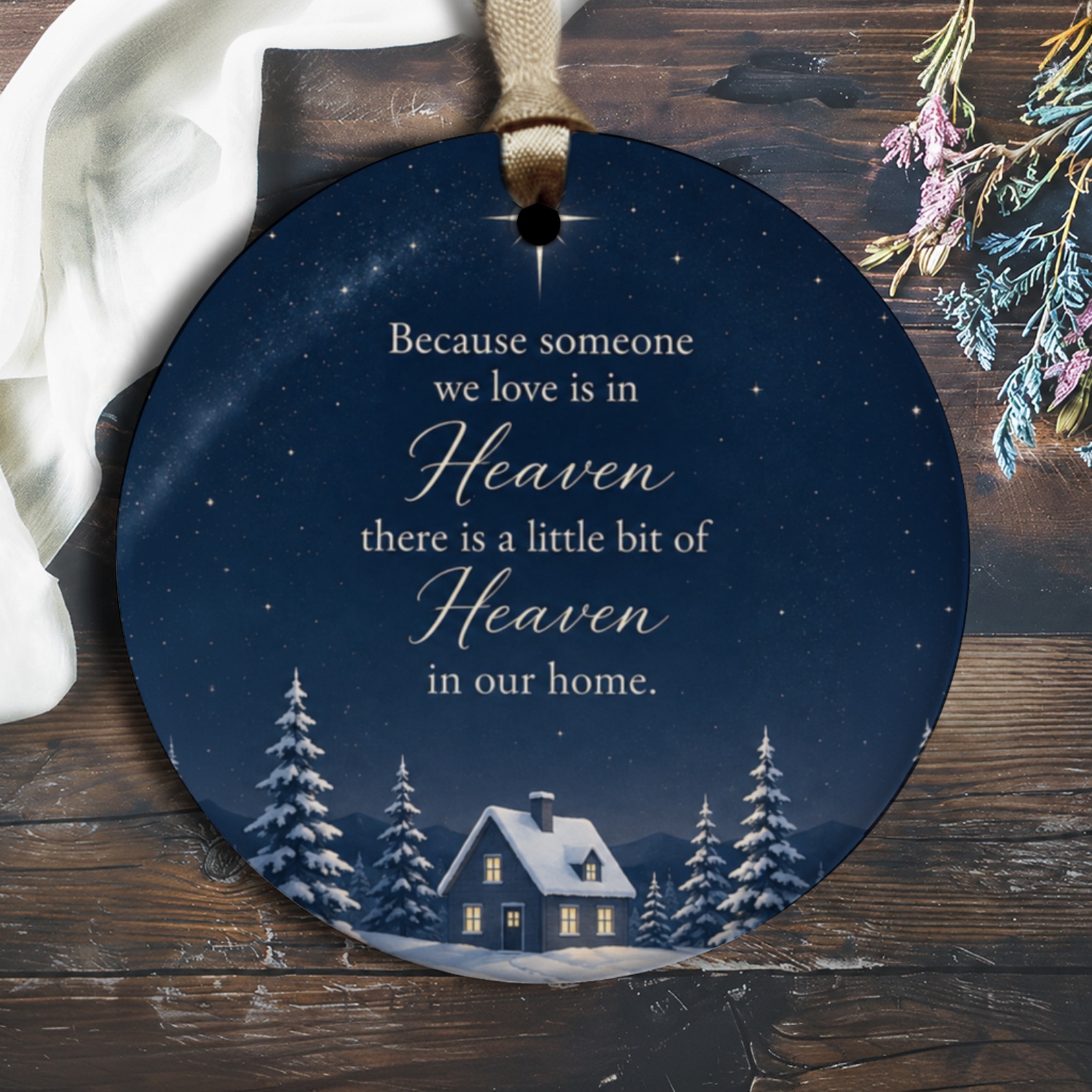 Because Someone We Love Is In Heaven Memorial Ornament Winter Night Scene Remembrance Keepsake Christmas Tree Decoration O2904
