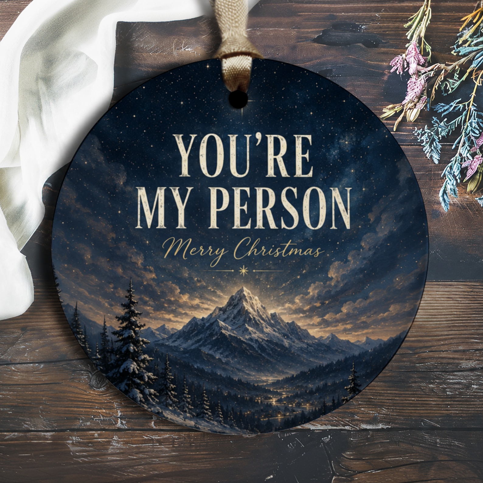 You're My Person Merry Christmas Ornament Romantic Holiday Decor Mountain Scene Gift For Partner Winter Wonderland O2913