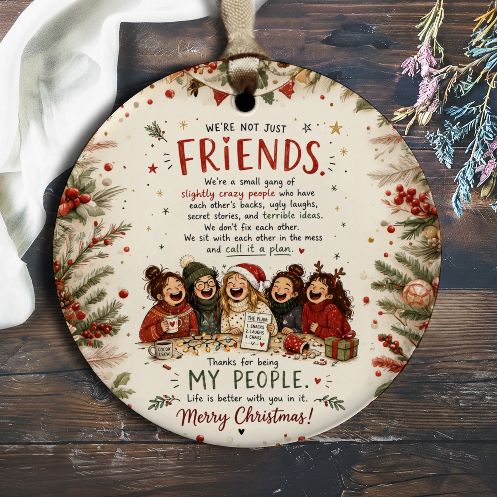 We're Not Just Friends Christmas Ornament Funny Holiday Decor Gift For Friends Cute Festive Ornament Friendship Keepsake O2922