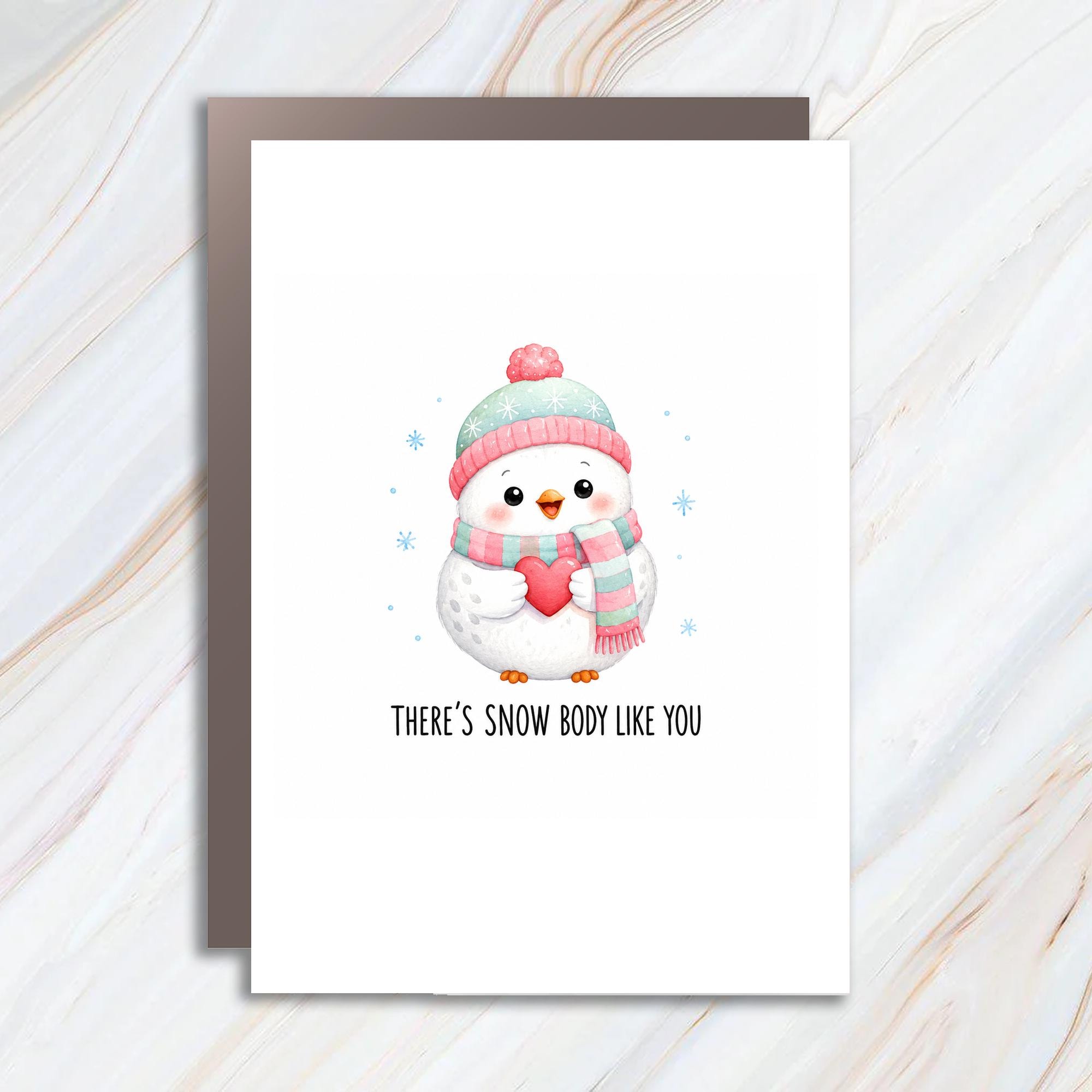 There's Snow Body Like You Cute Snowman Christmas Card Holiday Greeting Card Winter Love Card For Friend Family C1808