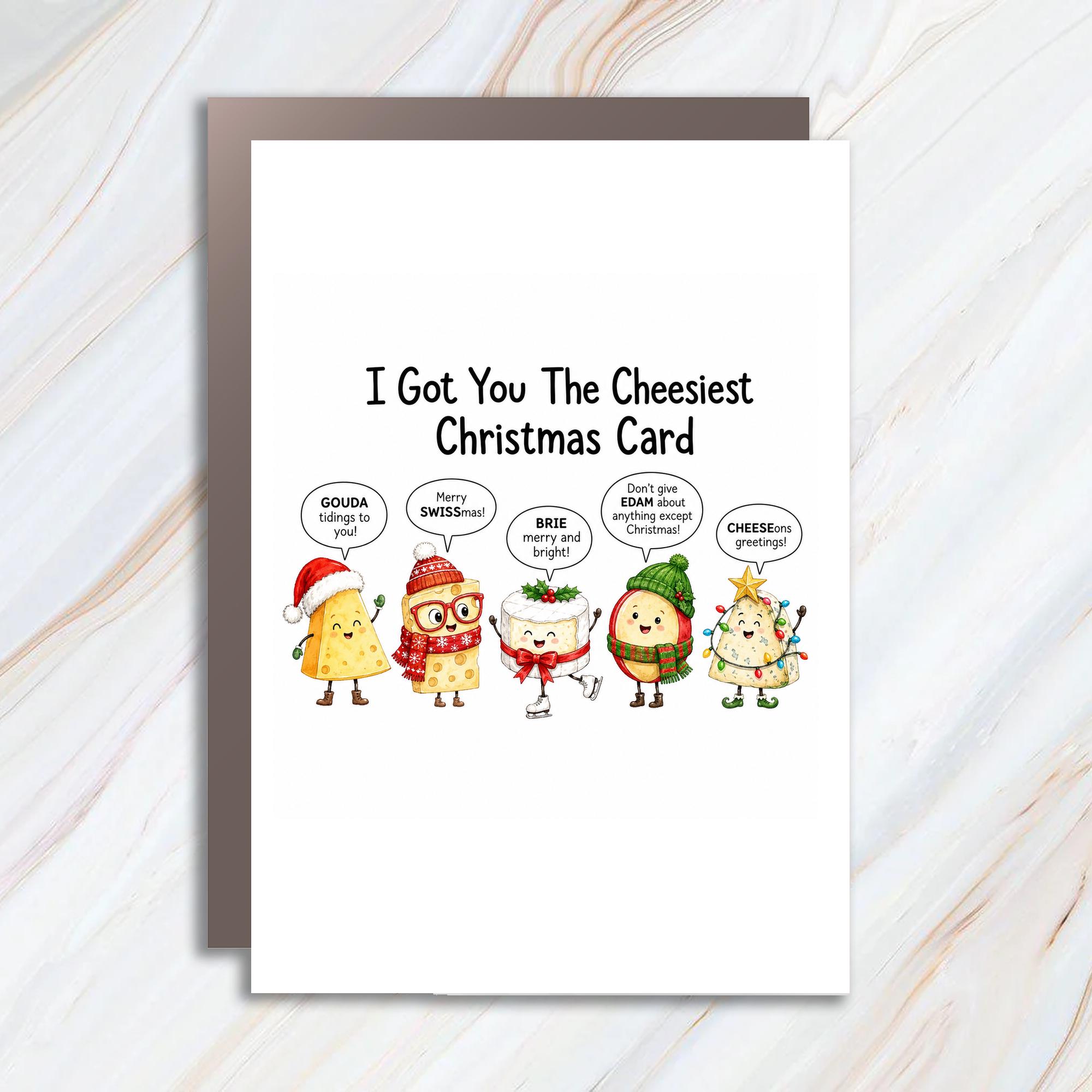 I Got You The Cheesiest Christmas Card Funny Holiday Greeting Card Cute Cheese Characters Xmas Card For Friends Family C1824