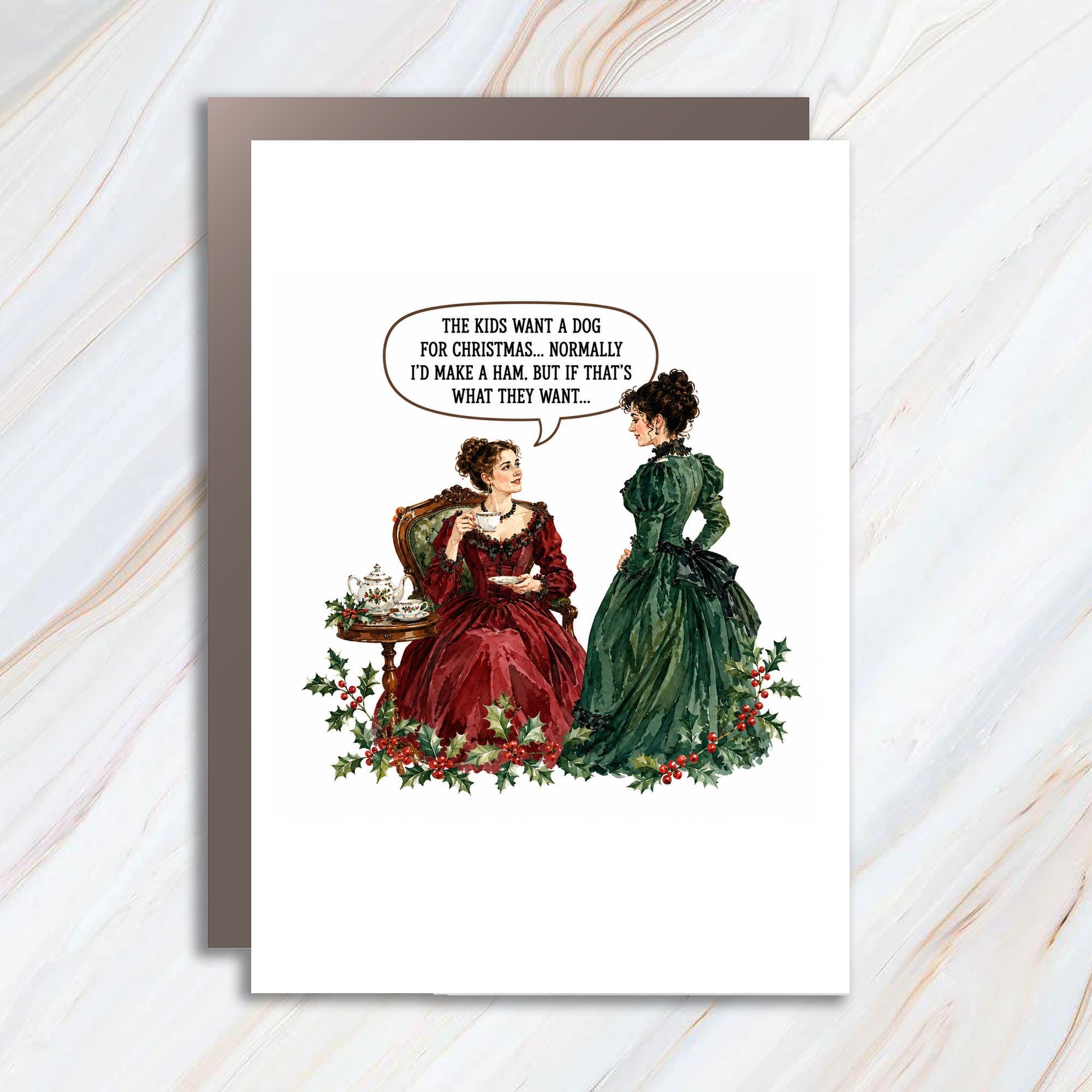 The Kids Want A Dog For Christmas Funny Christmas Card Snarky Holiday Greeting Card For Her Or Him Xmas Card C1835