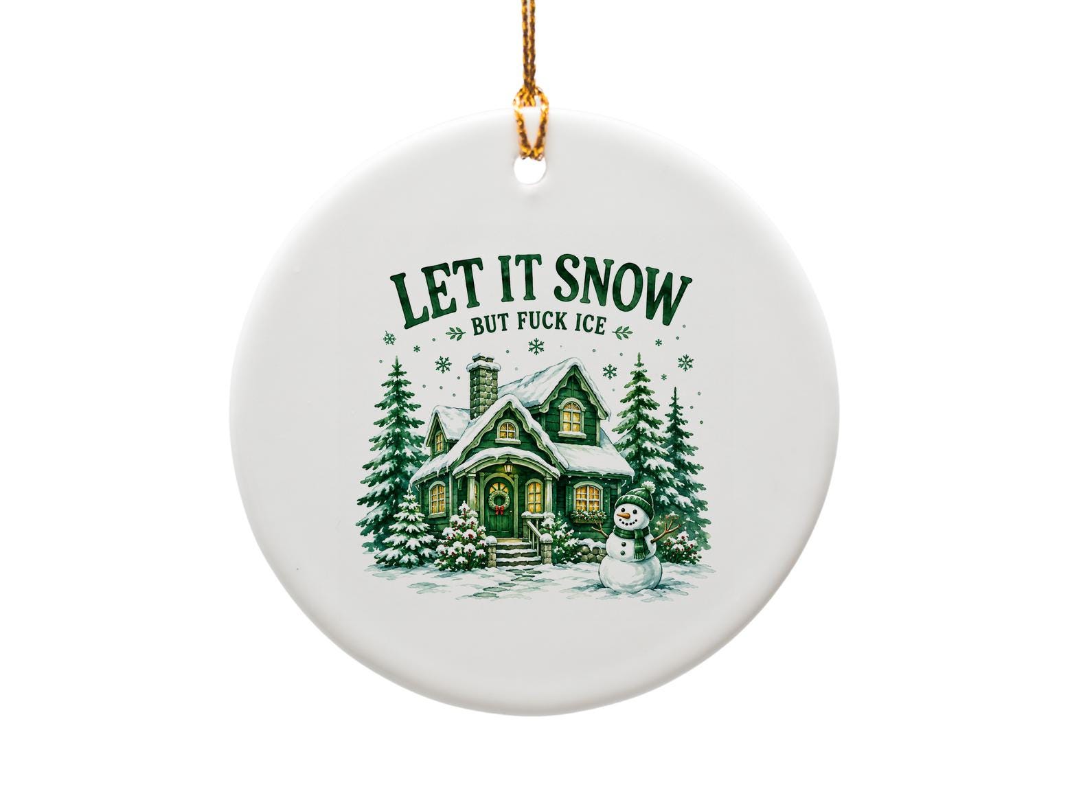 Let It Snow But Fuck Ice Funny Christmas Card Snowy House Snowman Holiday Winter Greeting Card For Friends O1805