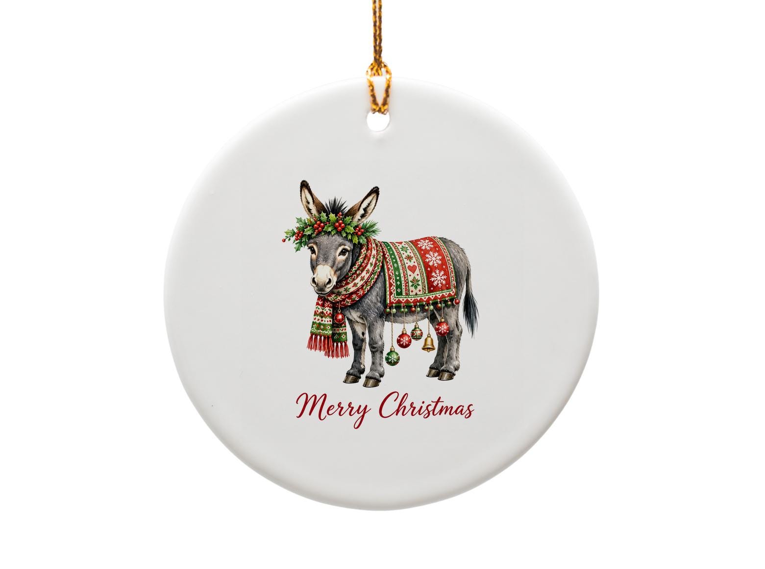 Merry Christmas Donkey Ornament Cute Holiday Decor Festive Animal Ornament Christmas Tree Decoration Gift For Animal Lover O1801