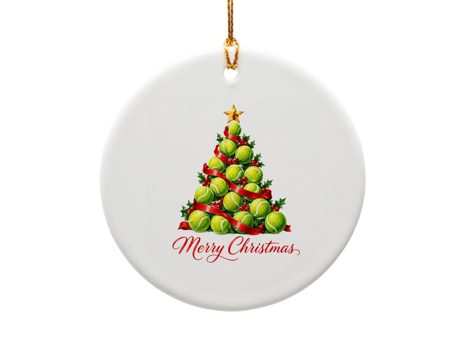 Merry Christmas Tennis Ball Ornament Festive Holiday Decor Sports Lover Gift Unique Christmas Tree Decoration O1813