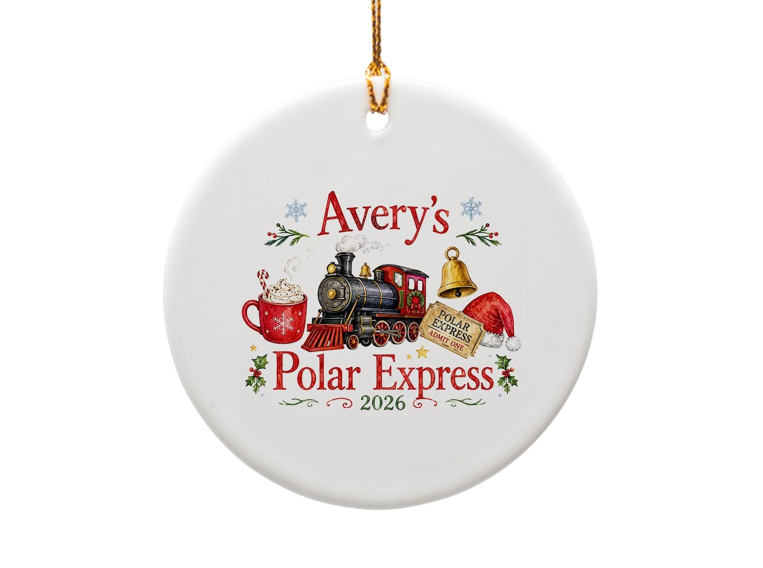 Avery's Polar Express 2026 Christmas Ornament Personalized Holiday Decor Train Keepsake Gift O1818