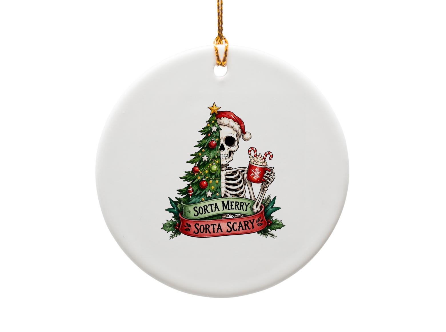 Sorta Merry Sorta Scary Funny Christmas Card Skeleton With Tree Holiday Greeting Card For Friends Cute Festive O1806